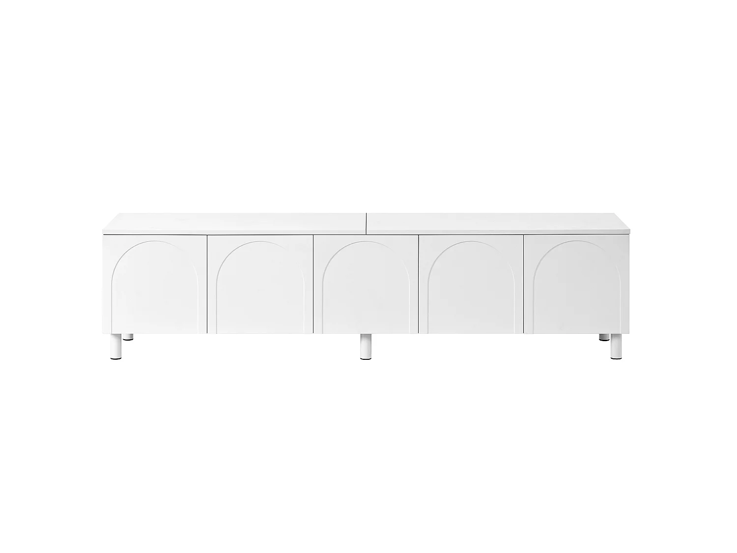 Mobile TV da soggiorno con 5 ante e gambe in metallo - Bianco 180x38x45 cm