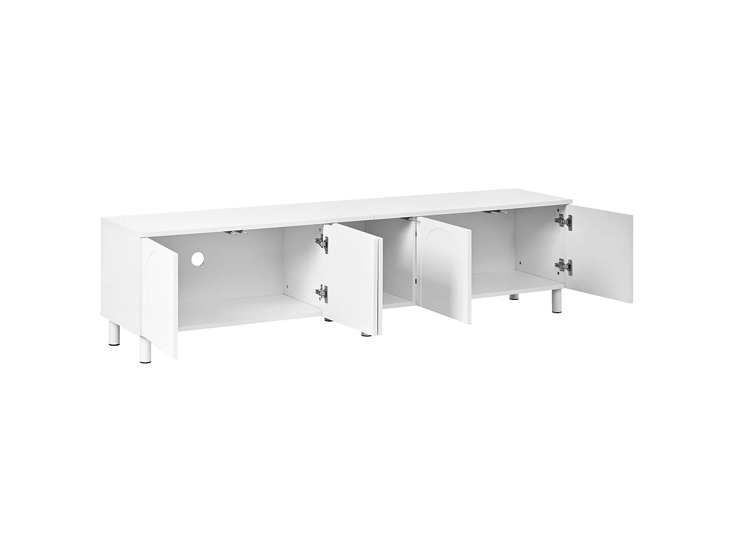 Mobile TV da soggiorno con 5 ante e gambe in metallo - Bianco 180x38x45 cm