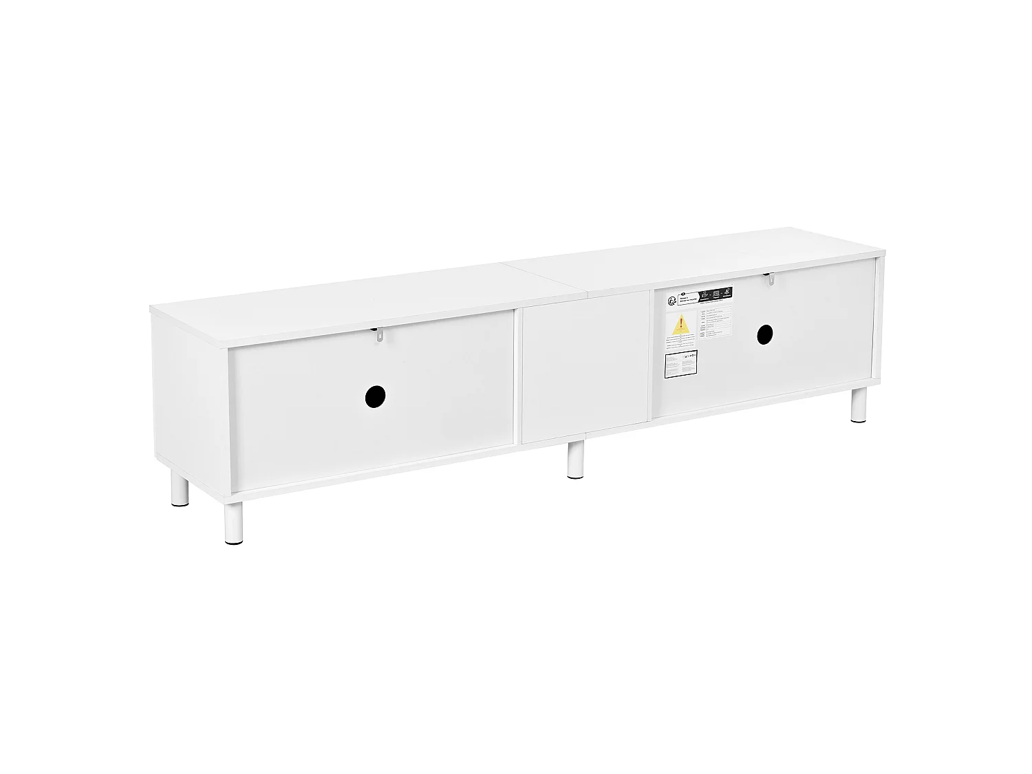 Mobile TV da soggiorno con 5 ante e gambe in metallo - Bianco 180x38x45 cm