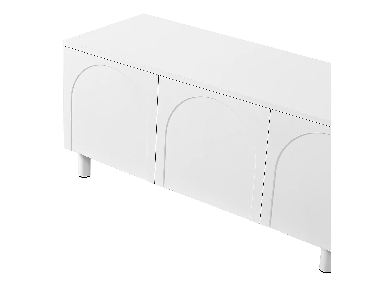 Mobile TV da soggiorno con 5 ante e gambe in metallo - Bianco 180x38x45 cm