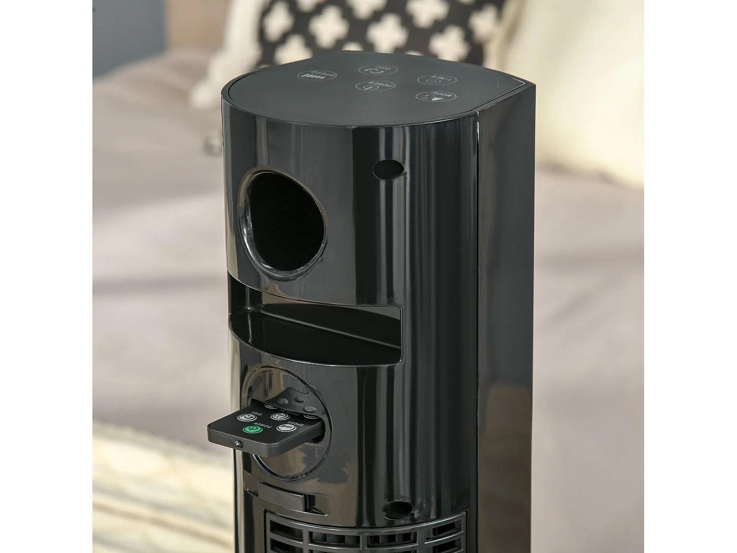 Torenventilator van 45 W met 12-uurs timer, 70° zwenking en 3 snelheden - Zwart