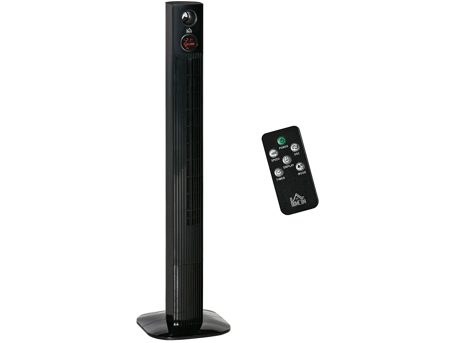 Torenventilator van 45 W met 12-uurs timer, 70° zwenking en 3 snelheden - Zwart
