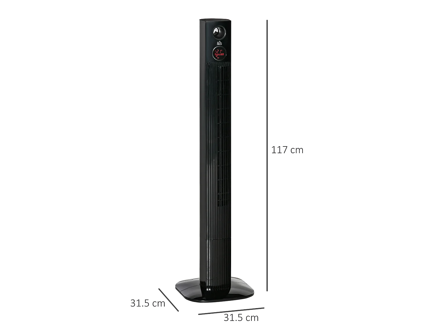 Torenventilator van 45 W met 12-uurs timer, 70° zwenking en 3 snelheden - Zwart