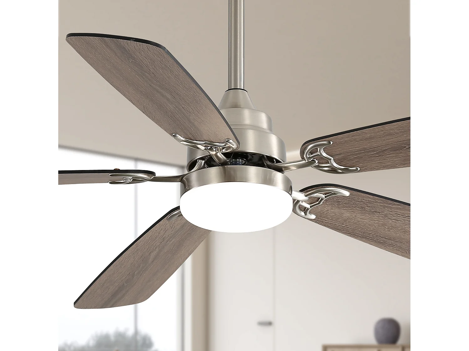 Ventilateur de plafond avec éclairage LED intensité réglable, pour salon et chambre