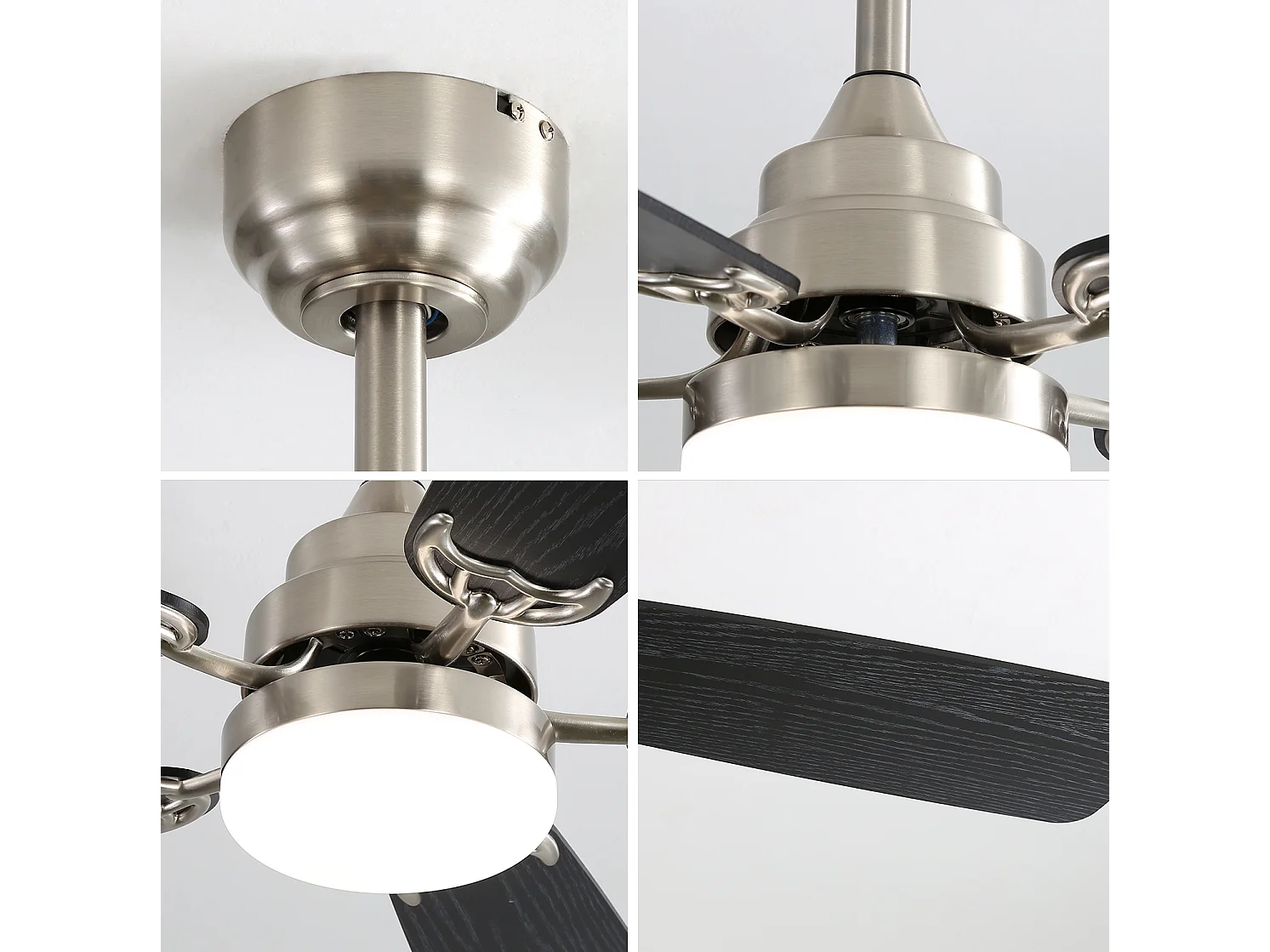 Ventilateur de plafond avec éclairage LED intensité réglable, pour salon et chambre