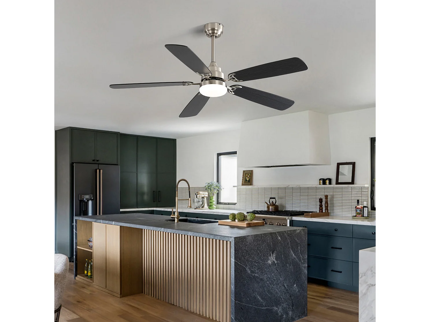 Ventilateur de plafond avec éclairage LED intensité réglable, pour salon et chambre
