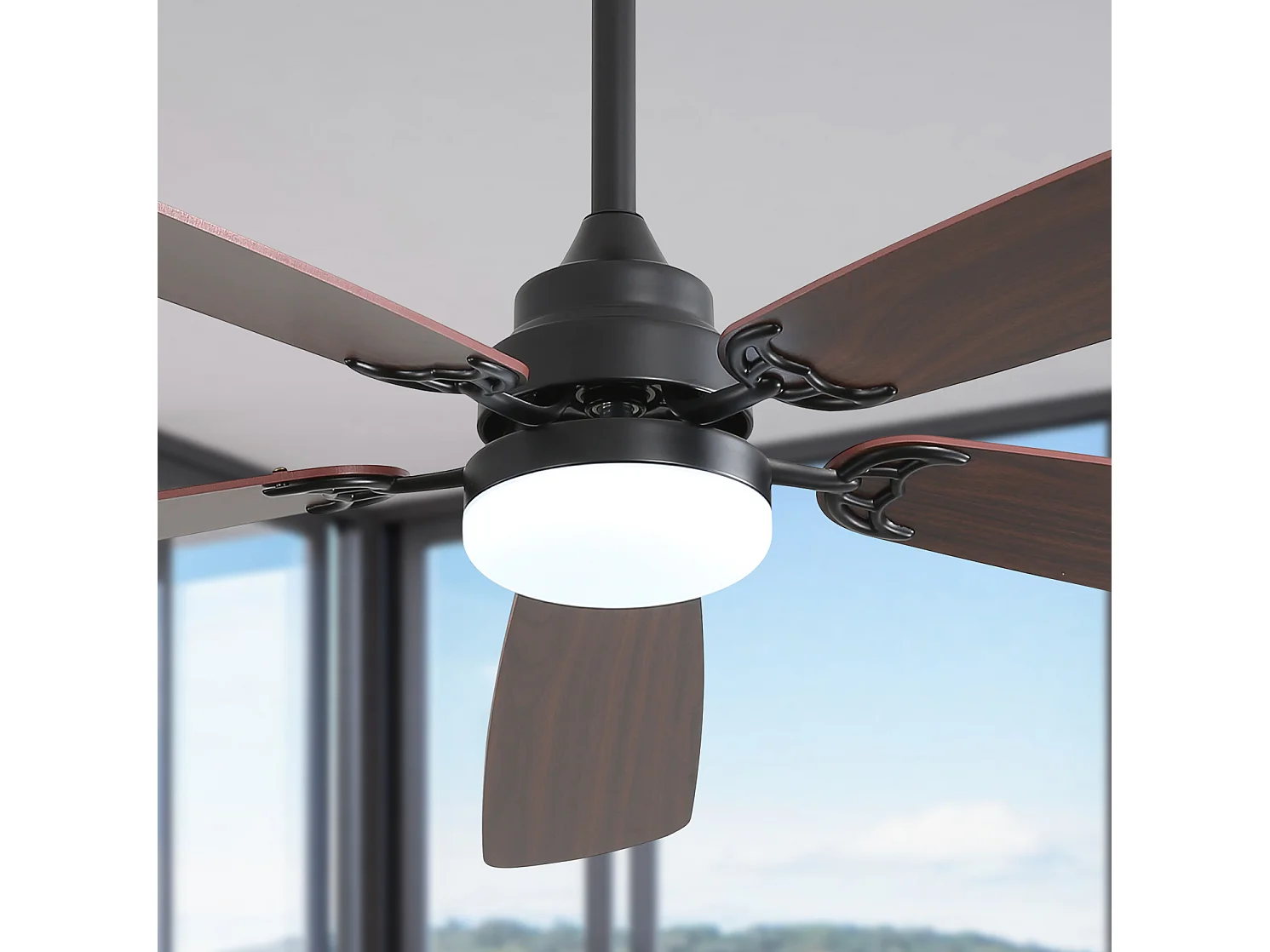 Ventilador de techo de 132 cm con iluminación LED regulable, 6 velocidades y temporizador (1/4/8 h).