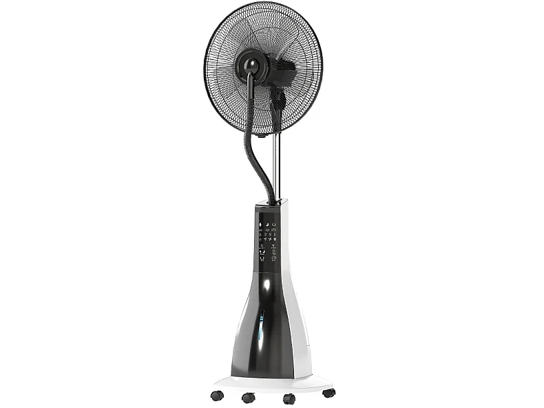 Ventilateur sur pied 125 cm blanc avec brumisation, réservoir 3 L, télécommande