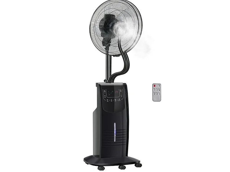 Ventilateur sur pied brumisateur avec télécommande, minuterie et oscillation - Noir