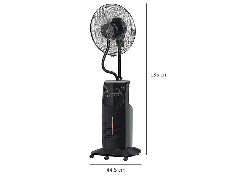 Ventilateur sur pied brumisateur avec télécommande, minuterie et oscillation - Noir