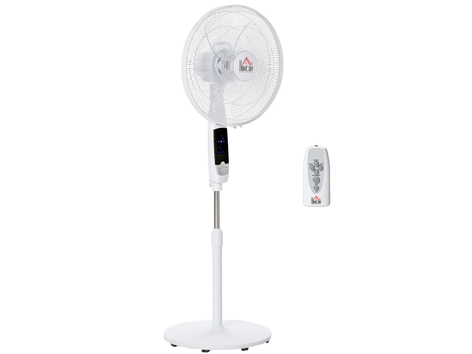 Ventilateur sur pied blanc 45x42x118-138 cm avec 3 vitesses et minuterie