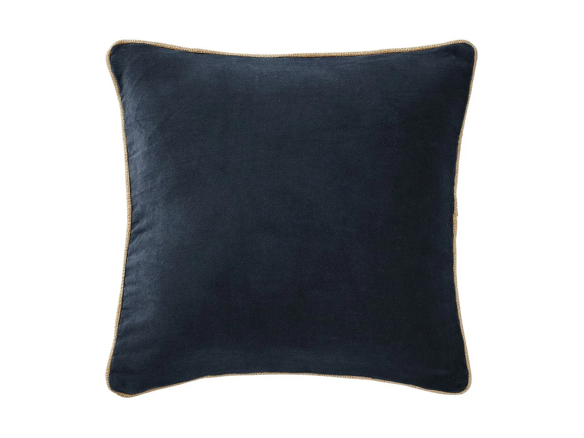 Coussin Déhoussable 45x45cm Velours de Coton Coloris Bleu nuit - HARRIS