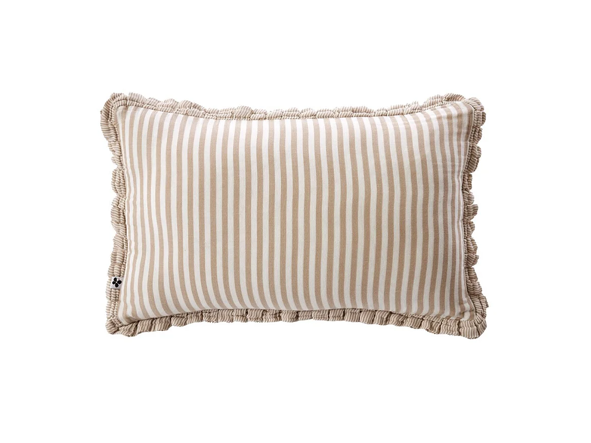 Coussin déhoussable 45x60cm gaze de coton tissé rayé beige - ROMELIA