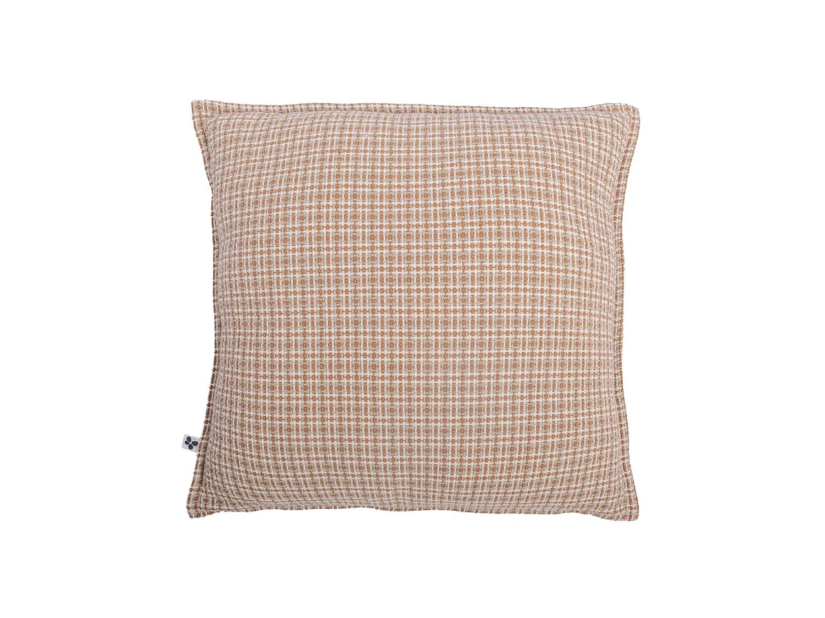 Coussin déhoussable 50x50cm coton tissage texturé coloris beige et blanc - ANTOINE