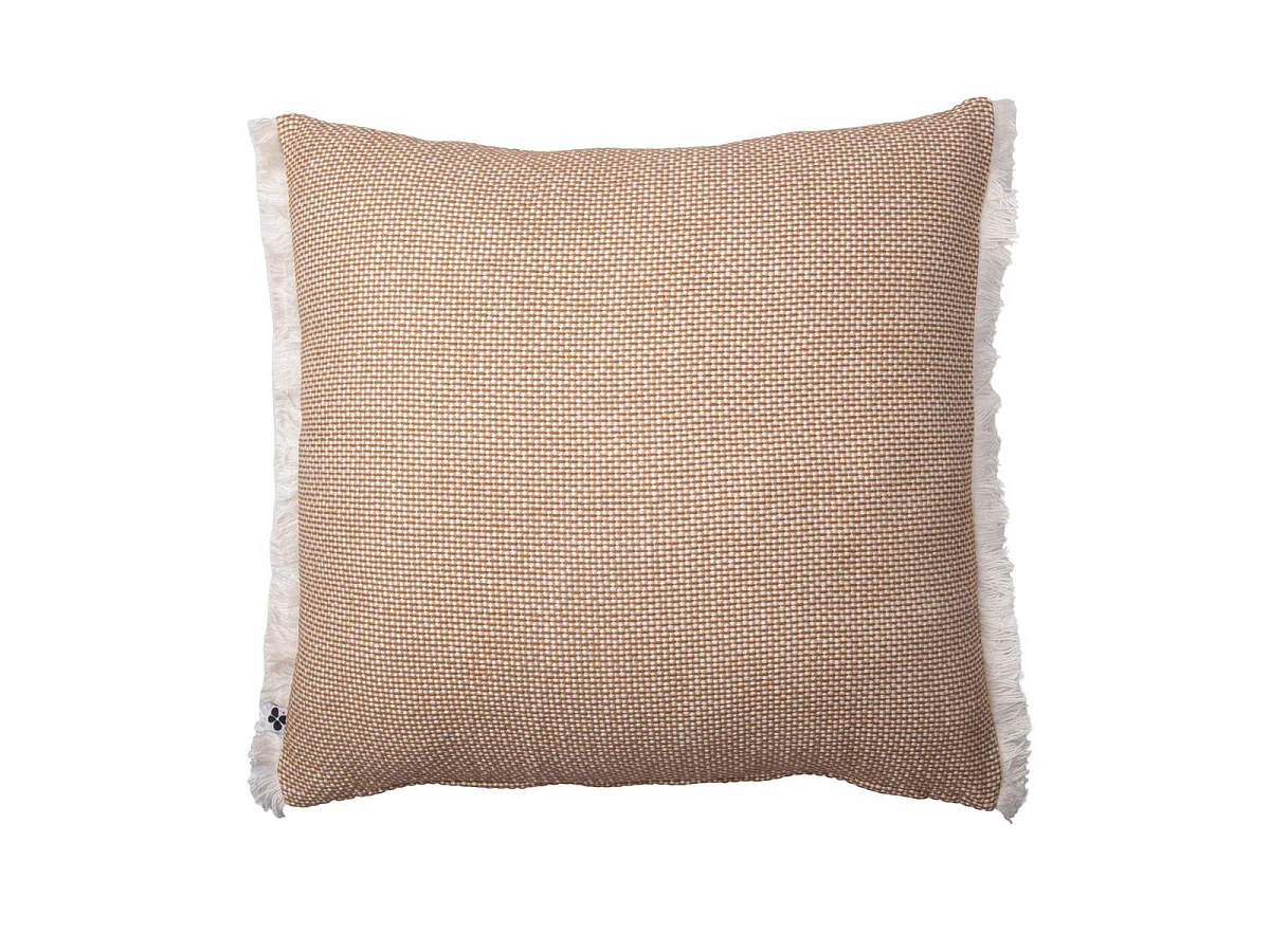 Coussin déhoussable 50x50cm coton tissage texturé coloris beige - ANTOINETTE