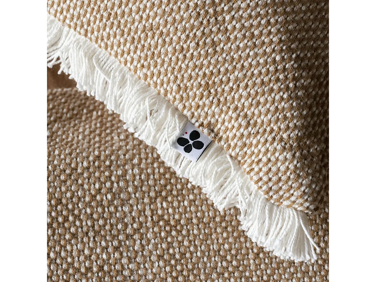 Coussin déhoussable 50x50cm coton tissage texturé coloris beige - ANTOINETTE