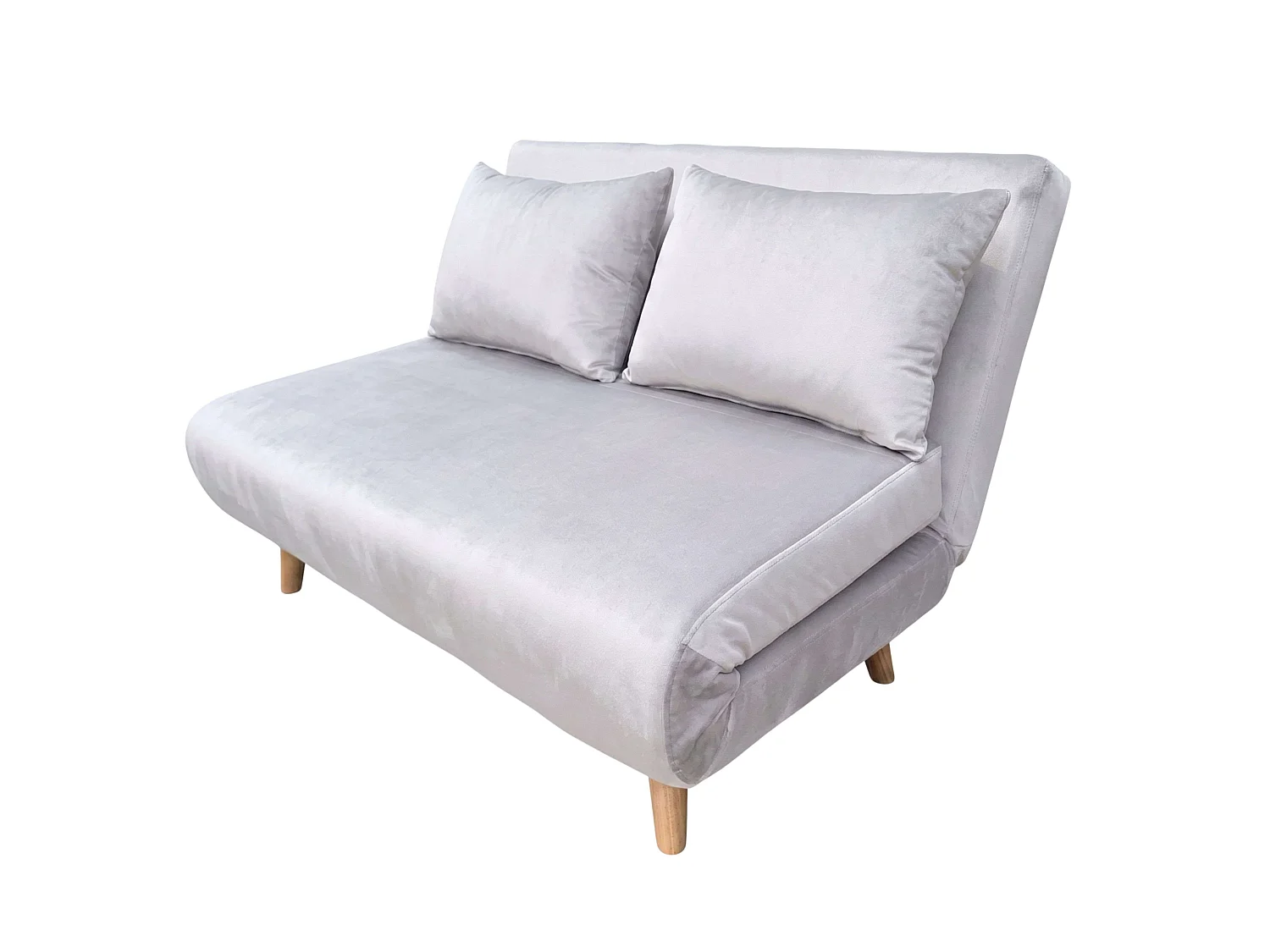 Sillón cama 2 plazas Gris Claro patas madera 118 cm