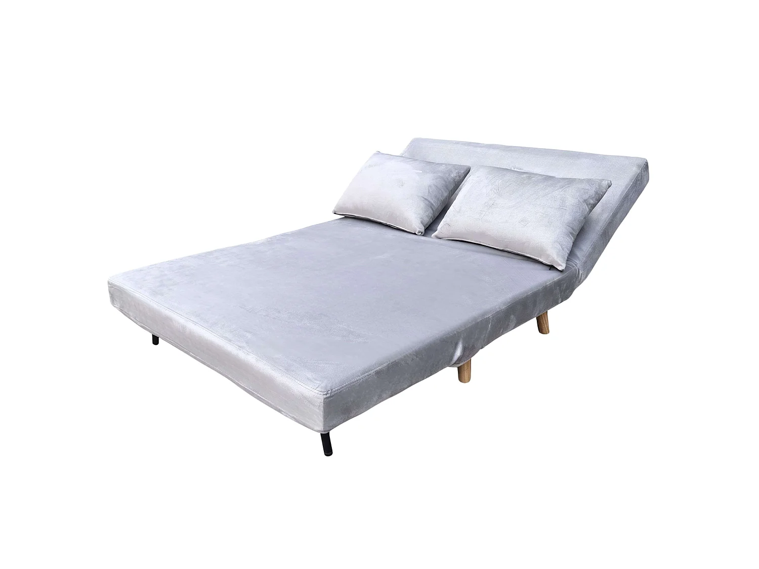 Sillón cama 2 plazas Gris Claro patas madera 118 cm