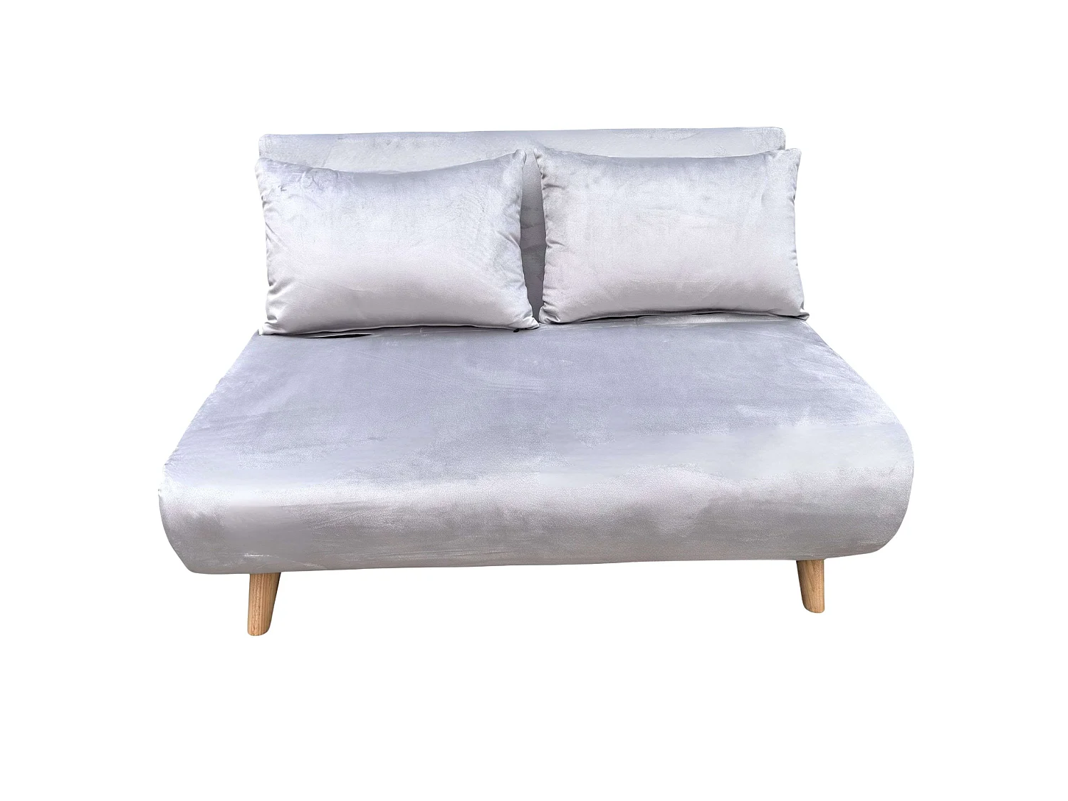Sillón cama 2 plazas Gris Claro patas madera 118 cm