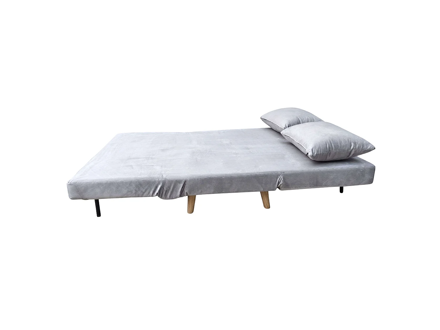 Sillón cama 2 plazas Gris Claro patas madera 118 cm