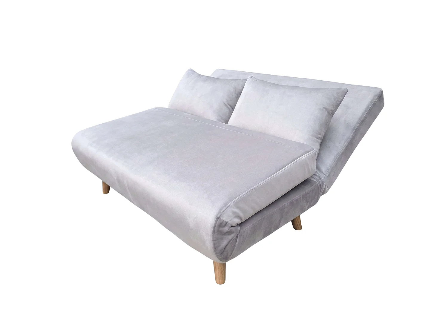 Sillón cama 2 plazas Gris Claro patas madera 118 cm