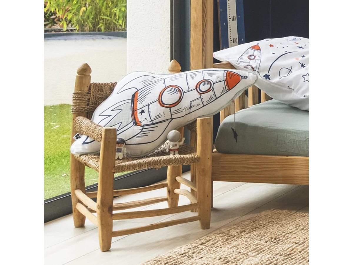 Coussin Déhoussable coton motif et forme Fusée - COMETE