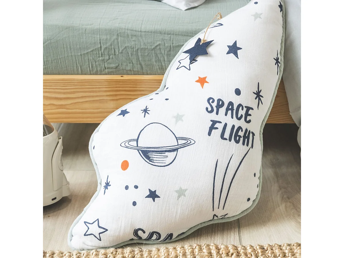 Coussin Déhoussable coton motif et forme Fusée - COMETE