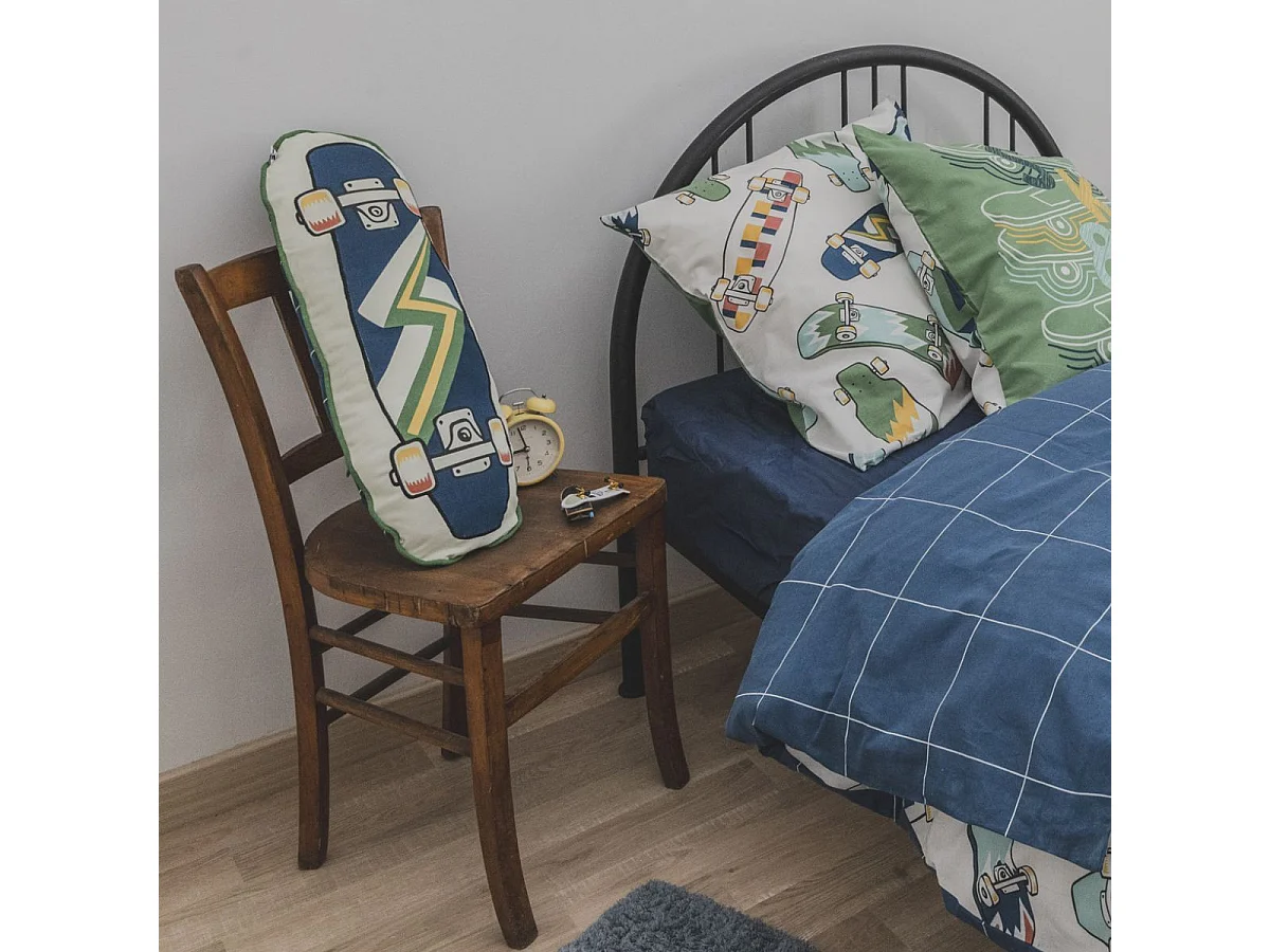 Coussin Déhoussable coton motif et forme skateboard - STREET