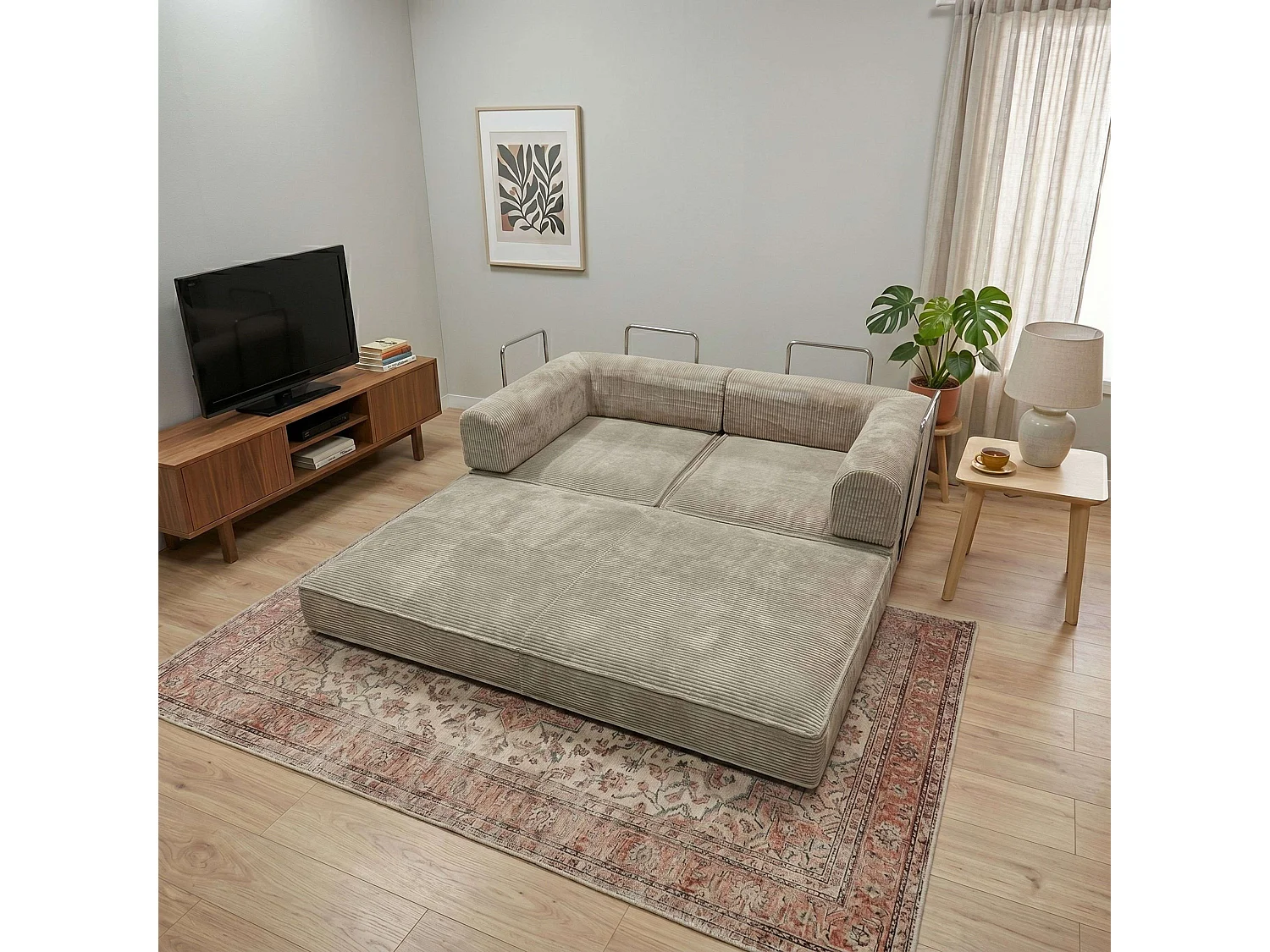 Sofá cama Nest 2 plazas Beige pana 182 cm