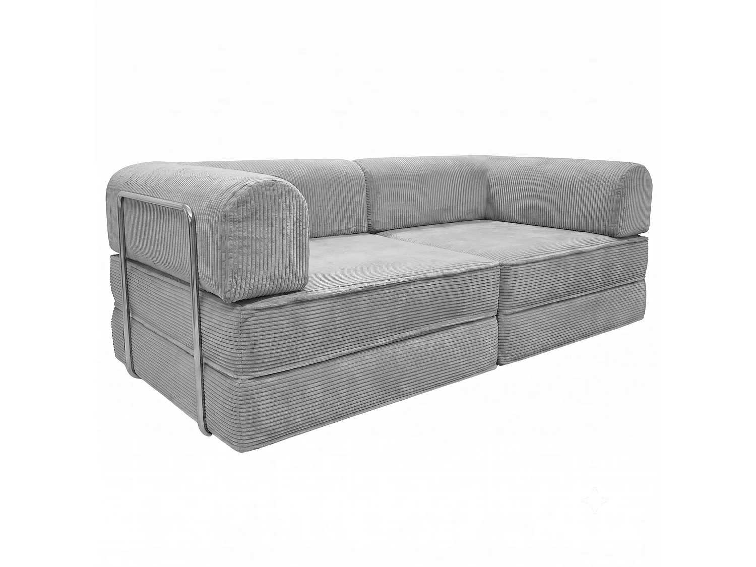 Sofá-cama Relax Nest de 2 lugares em veludo cotelê cinza claro, 182 cm