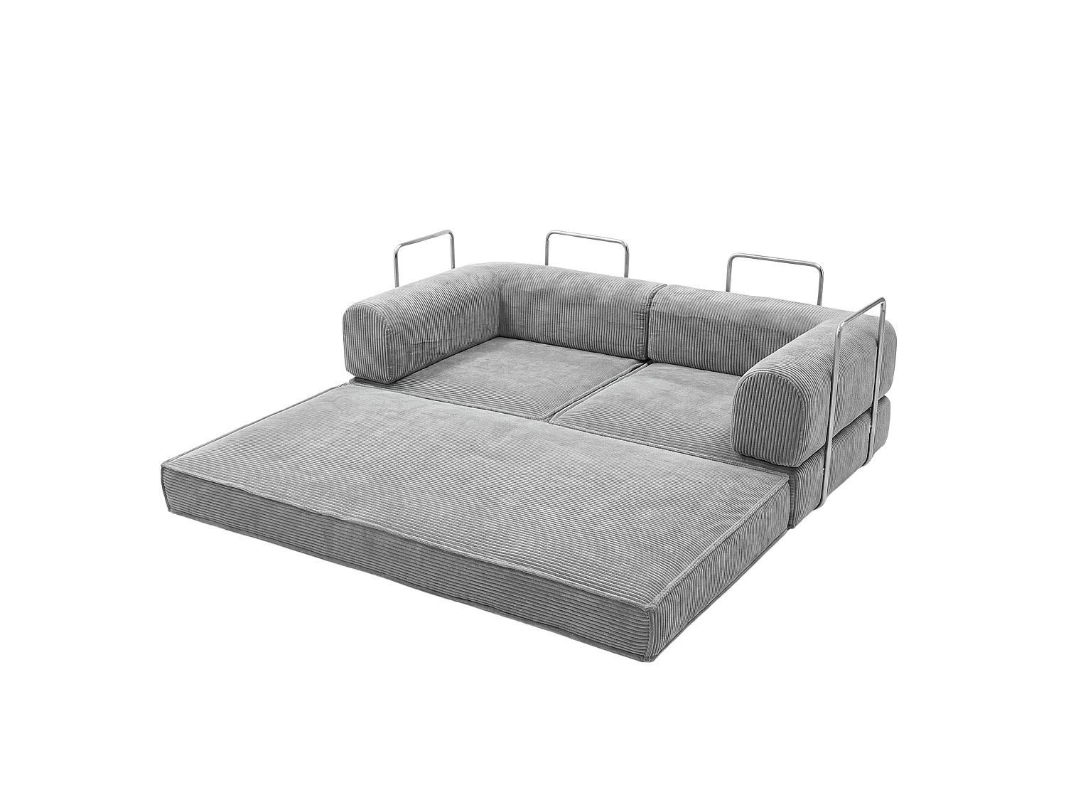 Sofá-cama Relax Nest de 2 lugares em veludo cotelê cinza claro, 182 cm