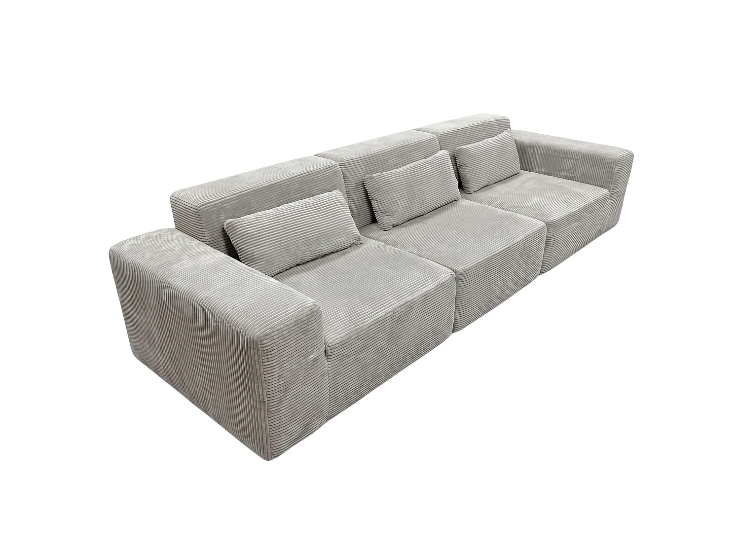 Sofá modular Horizon cinza claro de 3 lugares, 307 cm