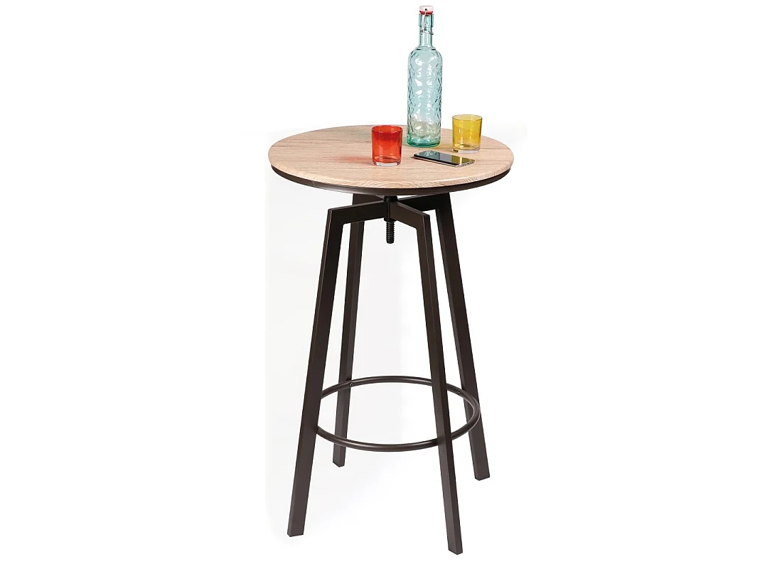 Bar ajustable en altura colección DARYL – Estilo vintage, dimensiones 60x60x101 cm