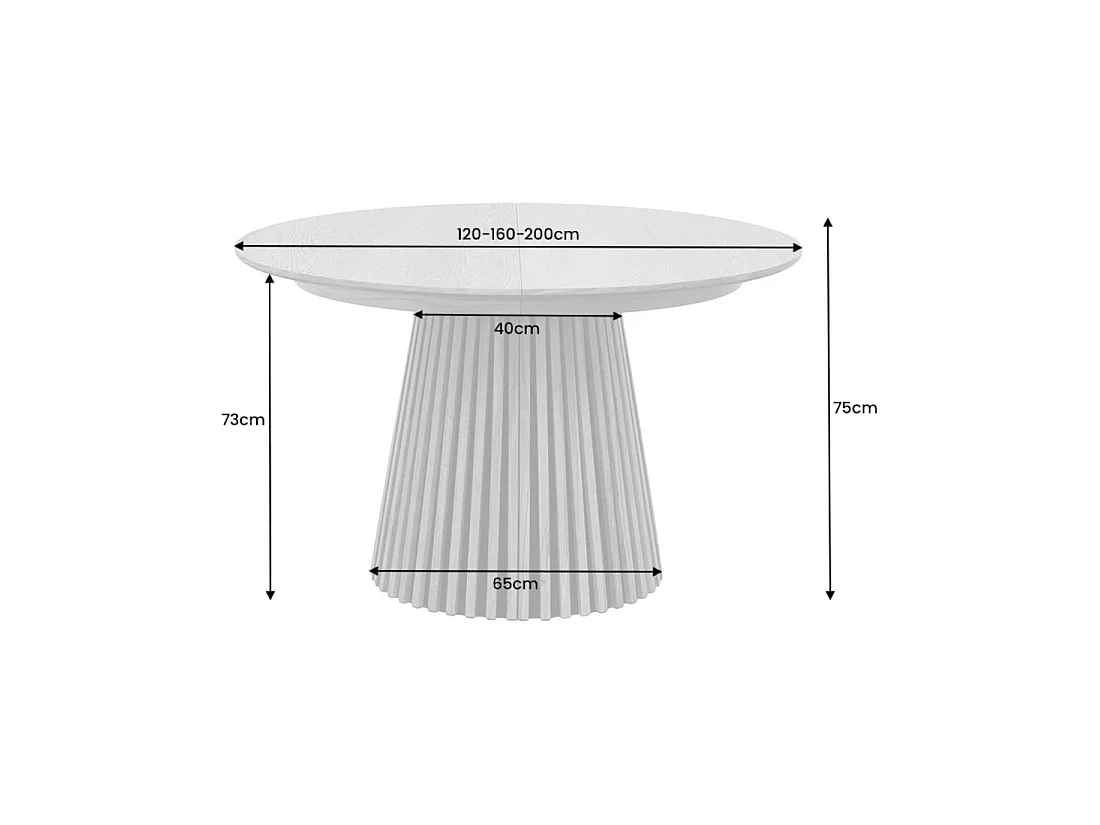Table ronde extensible KANOVA 120 à 160 à 200 cm aspect chêne clair