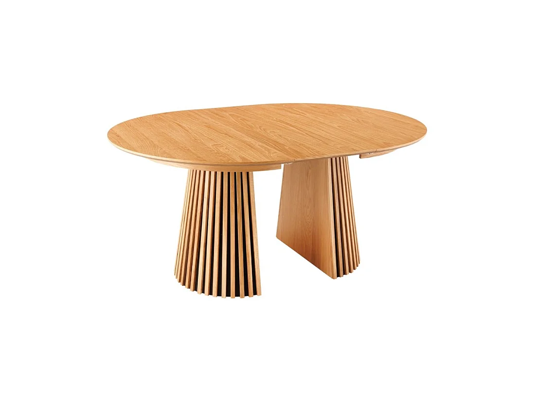 Table ronde extensible KANOVA 120 à 160 à 200 cm aspect chêne clair