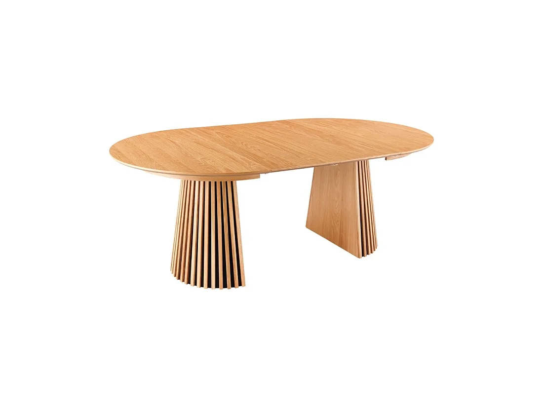 Table ronde extensible KANOVA 120 à 160 à 200 cm aspect chêne clair