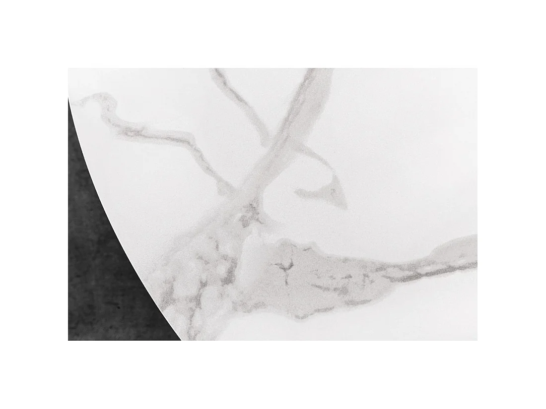 Table de salle à manger ronde ARAVIS 120 cm – Céramique effet marbre blanc et piètement métal noir design