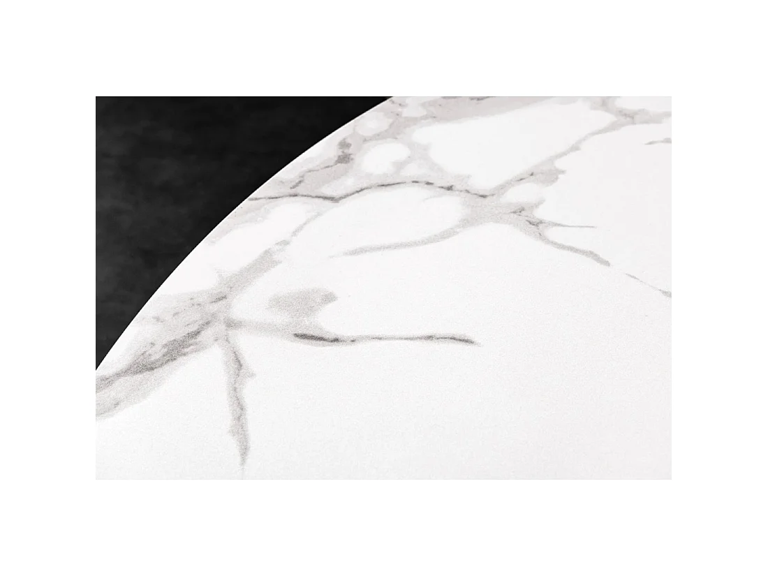 Table de salle à manger ronde ARAVIS 120 cm – Céramique effet marbre blanc et piètement métal noir design