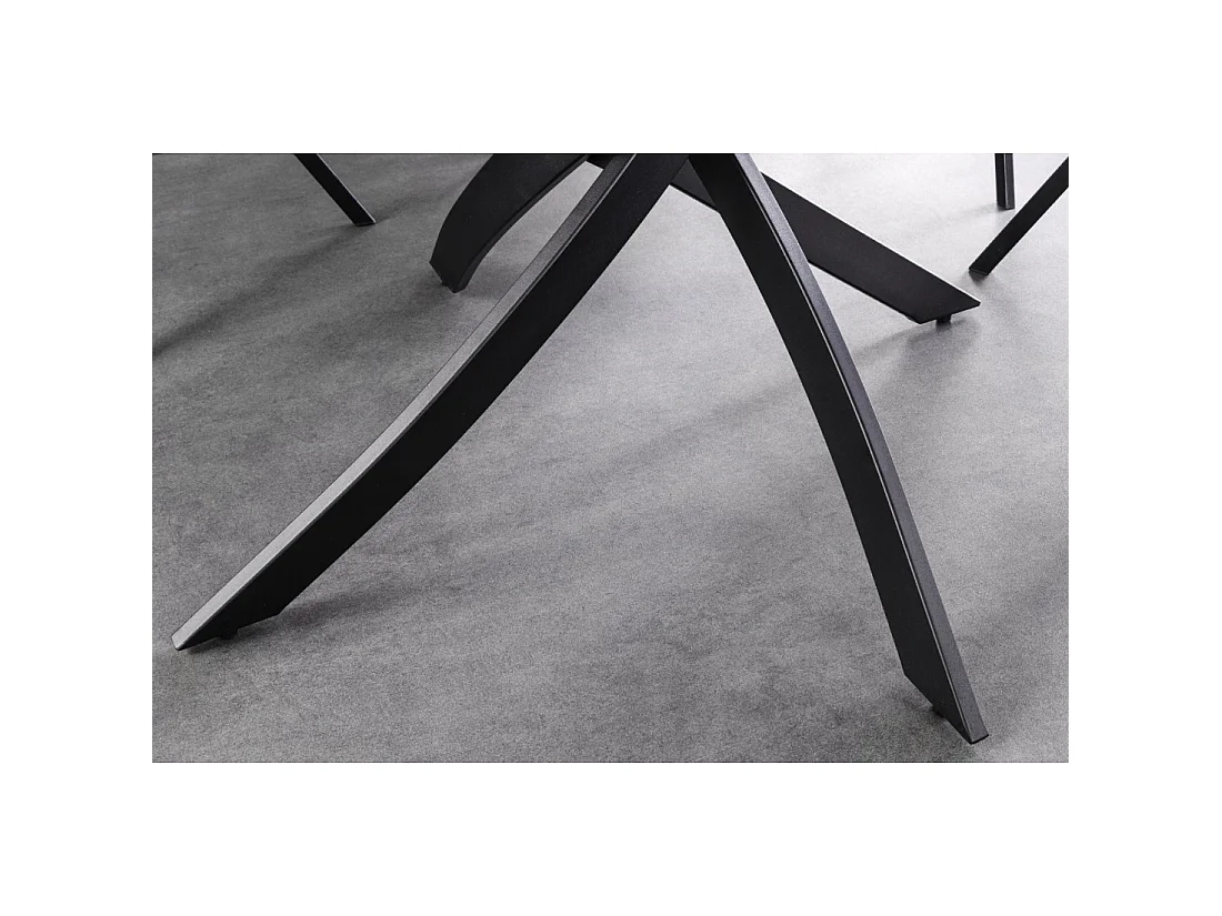 Table de salle à manger ronde ARAVIS 120 cm – Céramique effet marbre blanc et piètement métal noir design