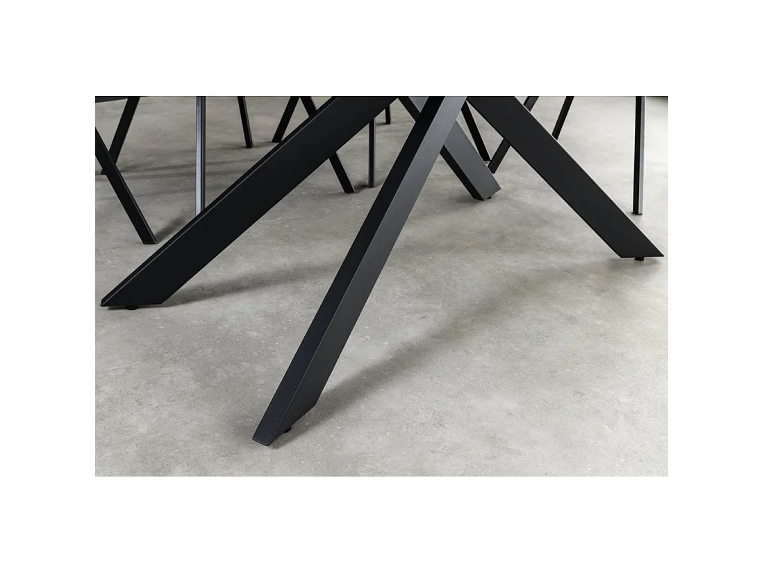 Mesa de comedor extensible ARAVIS 160-200 cm – Cerámica negra y patas de diseño metálico