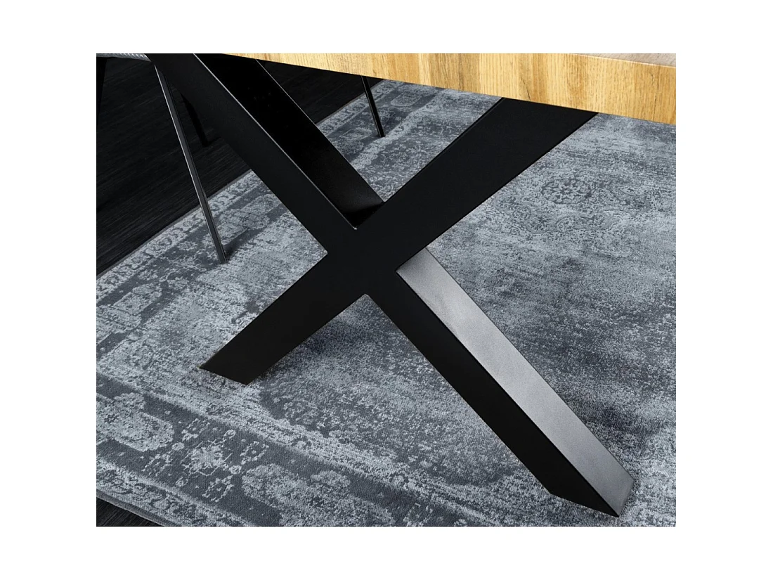 Table de salle à manger RIVET 160 cm aspect bois clair et métal noir