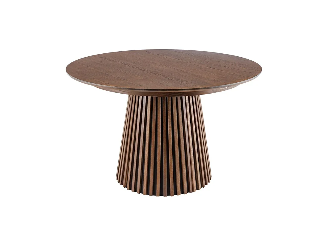 Table de salle à manger extensible KANOVA 120-160-200 cm – Table ronde effet bois foncé avec pieds sculptés