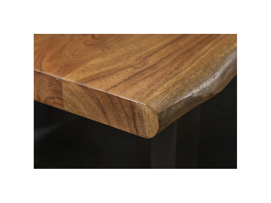 Table de salle à manger ARKAYA 200 cm en bois massif d'acacia et acier inoxydable – Bord naturel