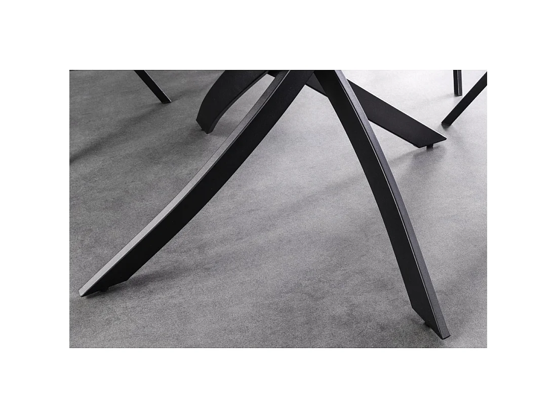 Table de salle à manger ronde ARAVIS 120 cm – Céramique effet marbre gris et piètement métal noir design