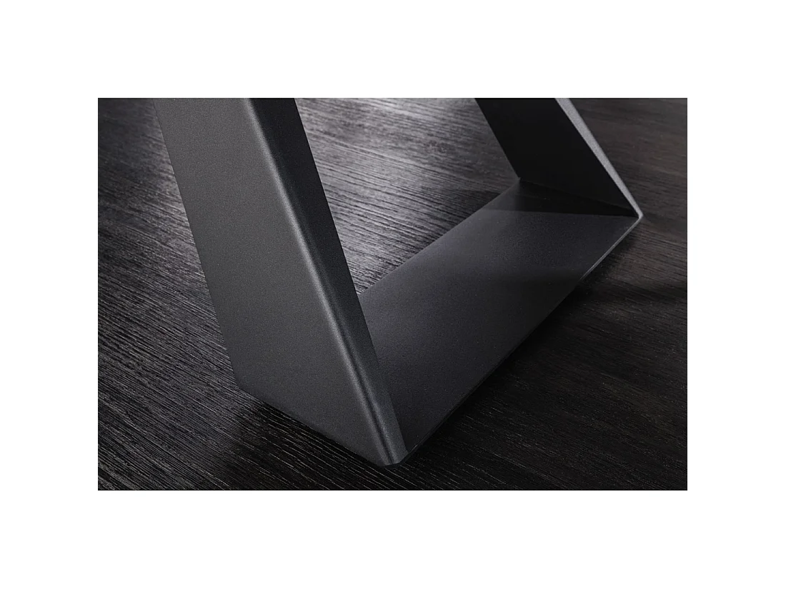 Table de salle à manger extensible OBLIKA 180-230 cm – Céramique effet marbre blanc et métal noir