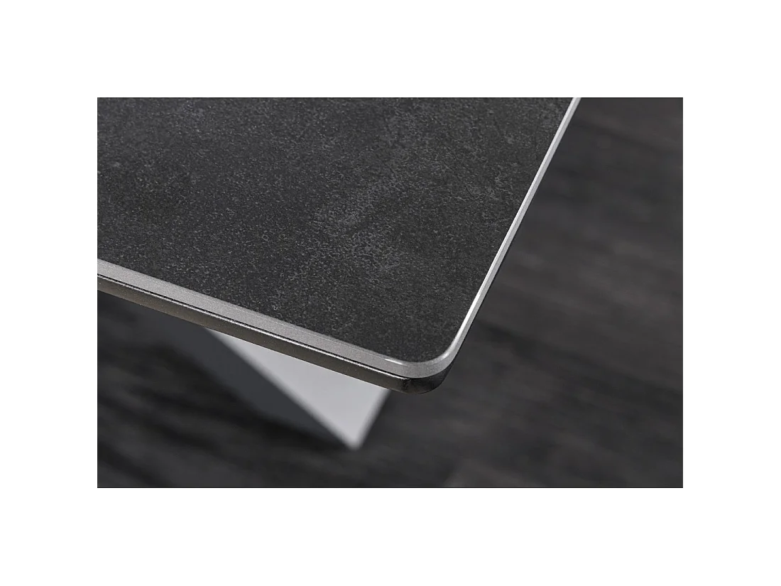 Table de salle à manger extensible LITHOS 160-200 cm – Céramique gris graphite et piètement étoilé design