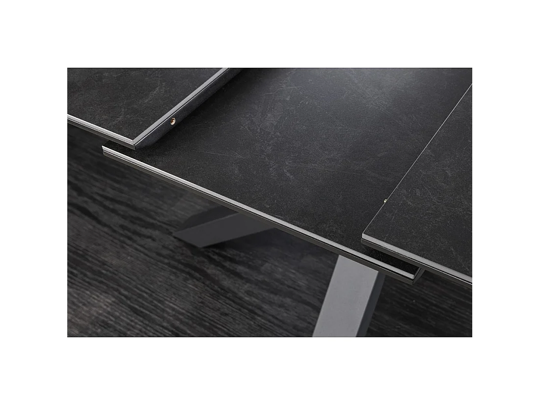Table de salle à manger extensible LITHOS 160-200 cm – Céramique gris graphite et piètement étoilé design