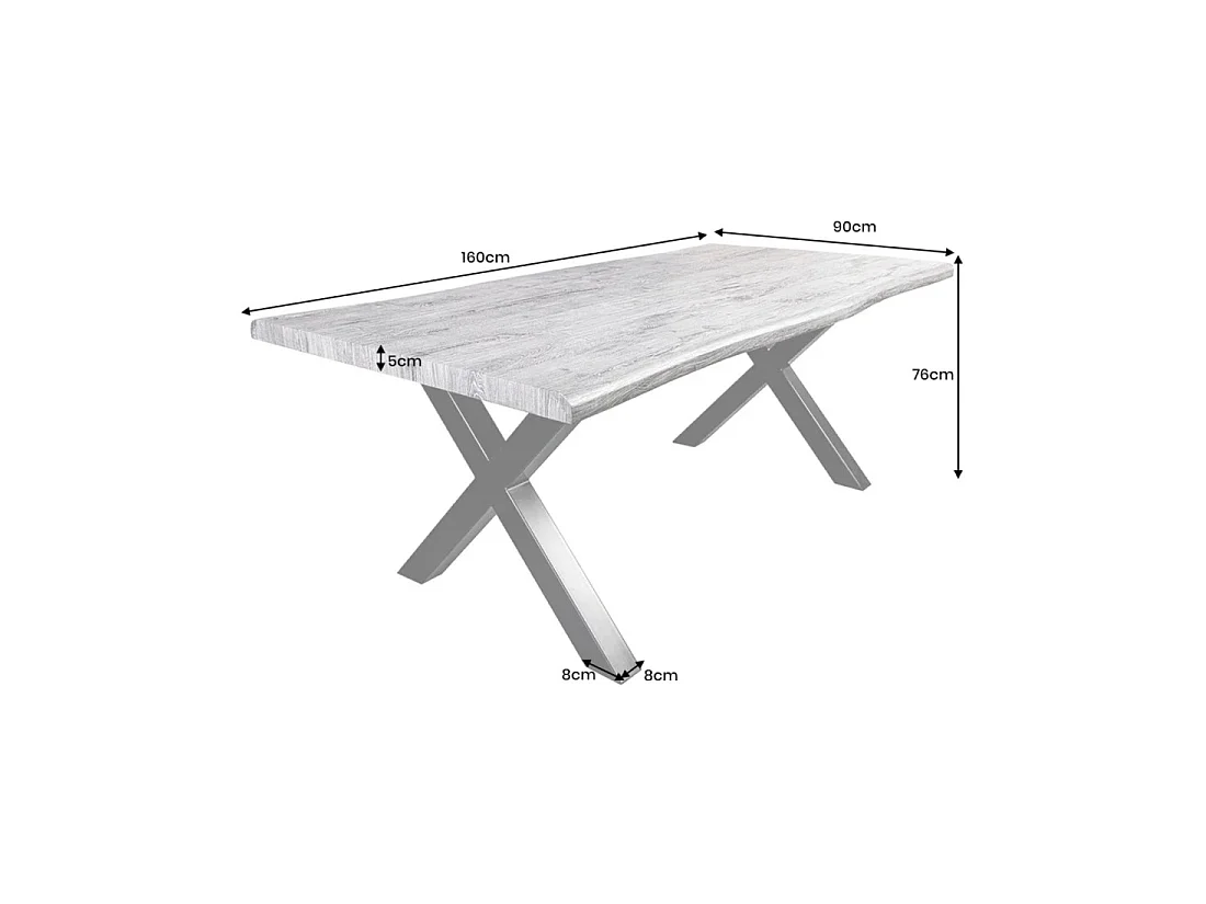 Table de salle à manger RIVET 160 cm aspect bois gris et métal noir