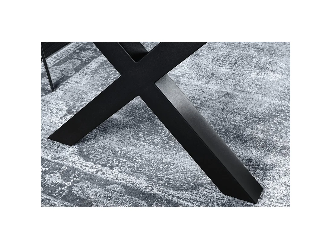 Table de salle à manger RIVET 160 cm aspect bois gris et métal noir