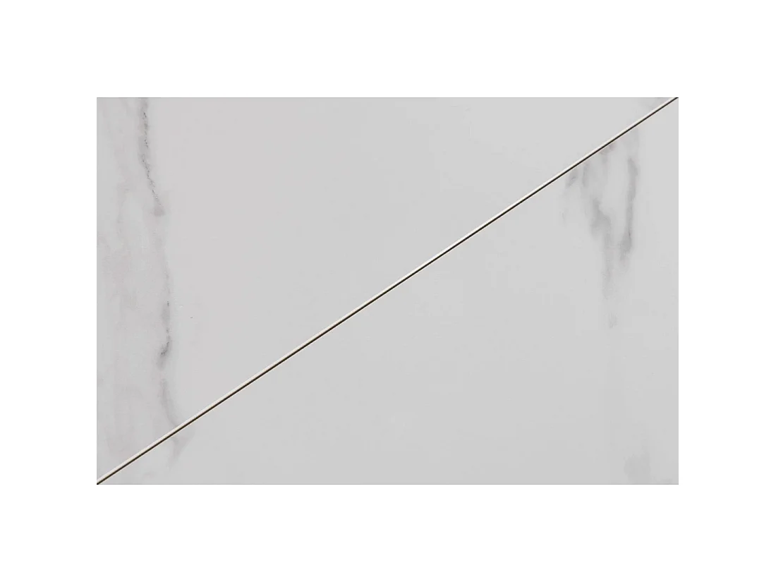 Table de salle à manger extensible LIXOR 160-200 cm – Céramique effet marbre blanc et piètement géométrique noir